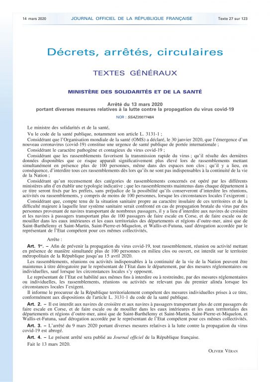 journal officiel de la rpublique franaise n 63 du 14 mars 2020