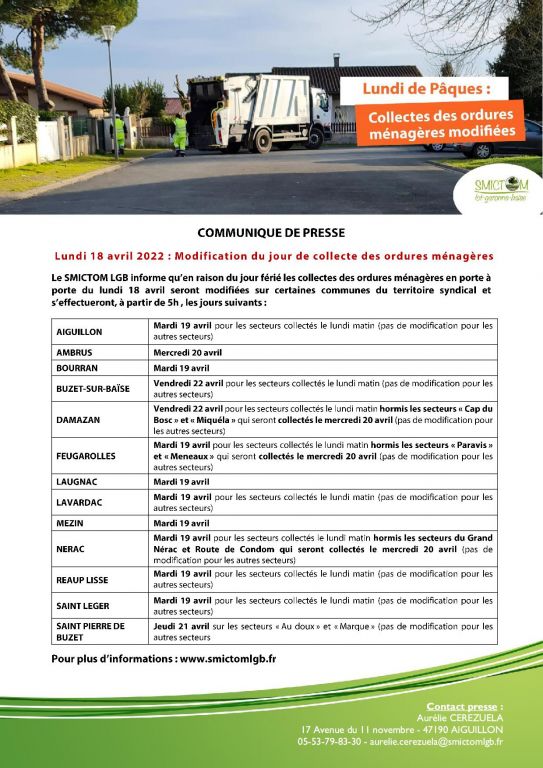 cp smictom lgb lundi de paques modificala collecte des dechets menagersv2